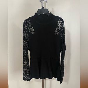 Long Sleeve Lace Black Shirt
